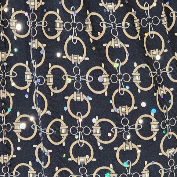 Dressbarn Black Gold Sequins Tortoise Circle Design Layer Look Poly Span Tunic S - Picture 12 of 16
